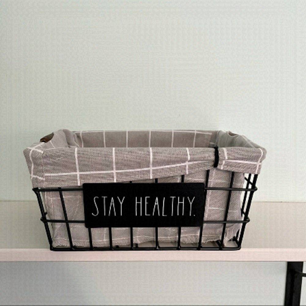 RAE Dunn NWT Stay Healthy Lined Storage Basket Bin